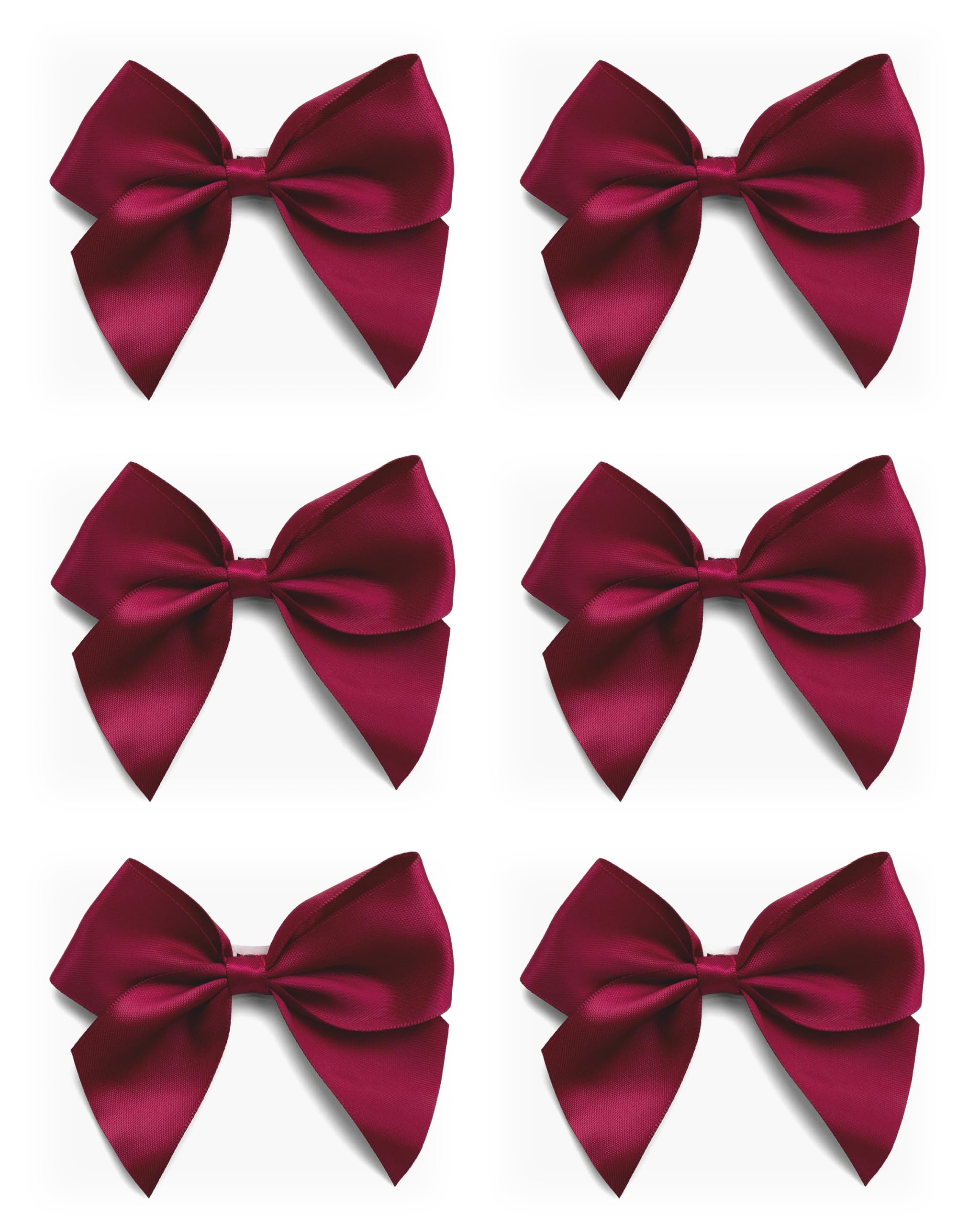Italian Options Large Satin Ribbon Bows, Self-Adhesive Fabric Bow Decorations for Gift Wrapping, Hampers, Cake Decoration, Hair Bows, Crafts, Crafting, Burgundy, 12 Pack, 10 cm