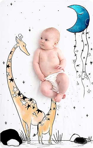 JumpOff Jo - Sábana bajera ajustable para cuna, colchón y tapetes portátiles para cuna, parque infantil, súper suave, 100% algodón, 24 x 38