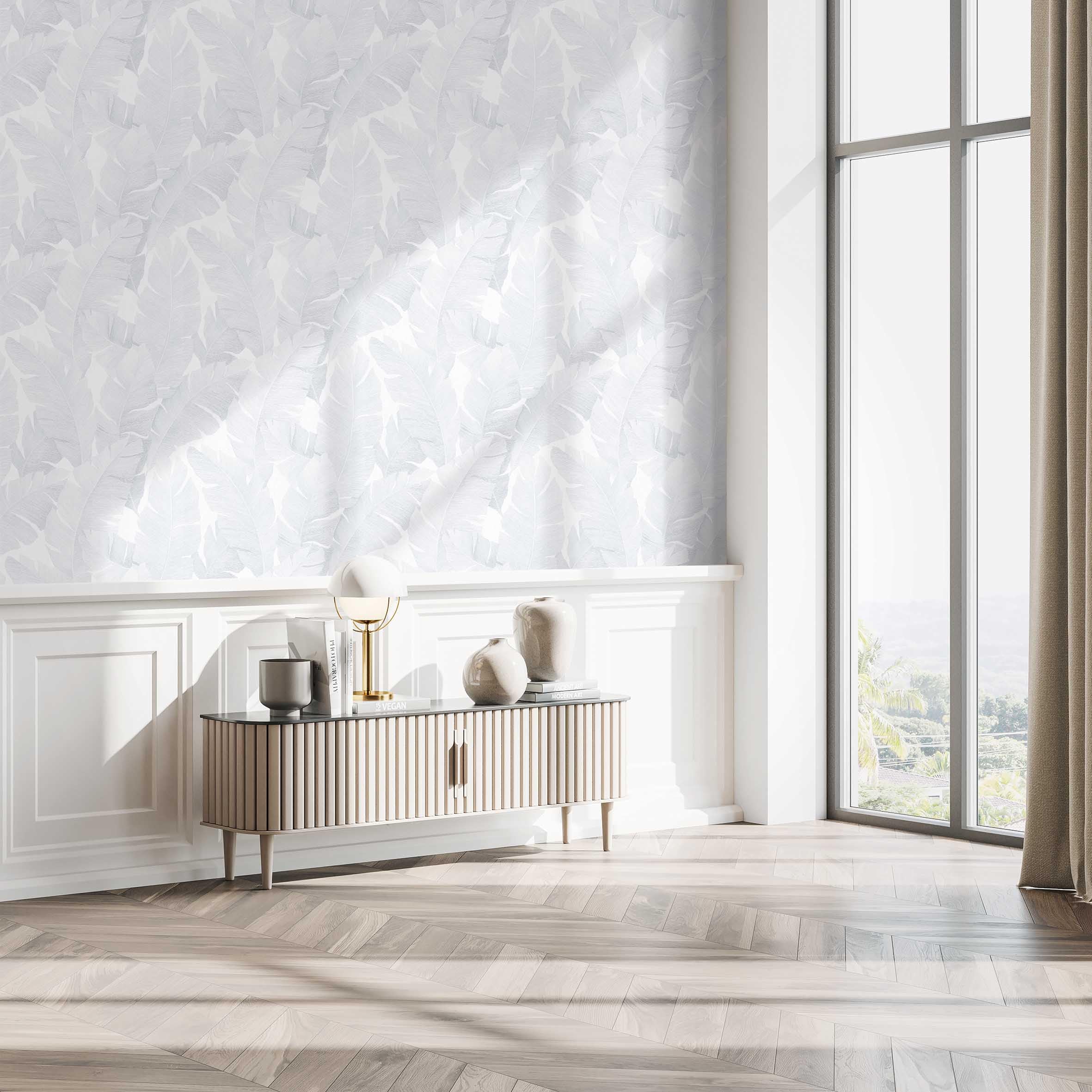 Marburg Biało-szara tapeta natura kwiatowy liście roślina liść do sypialni salonu lub kuchni Made in Germany 10,05 x 0,53 m Avalon 31623