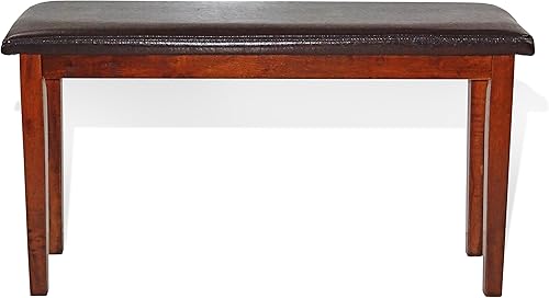 Miniatura 4 de Banco de madera maciza manchado con diseño contemporáneo acolchado en acabado de nogal oscuro