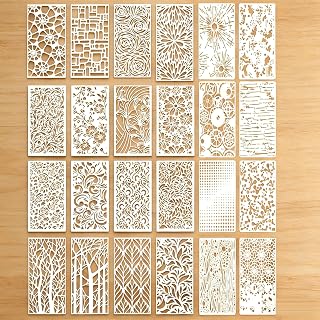 24 Stück Kunststoff Schablonen Set, Geometrische Texturen Schablonen Malen, Strukturschablonen, Vielseitige Stencils für Boden, Möbel Wandgestaltung Deko, DIY Scrapbooking Handwerk