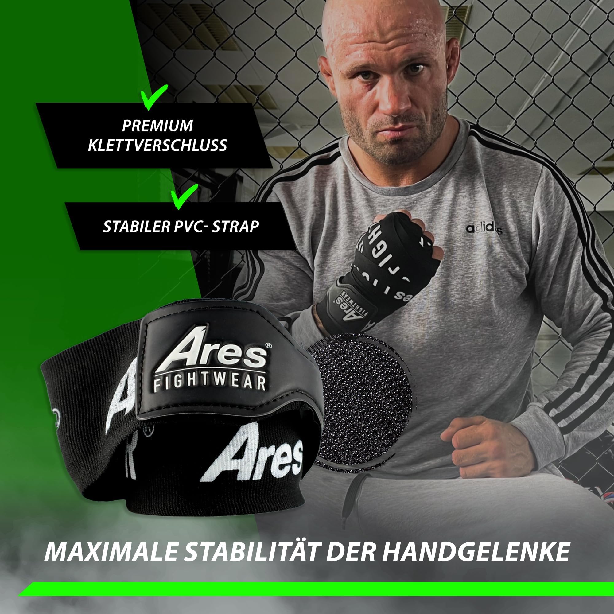 Set di 2 fasce professionali [4,5 m] con rete per la biancheria, massima protezione e tenuta salda, grazie al materiale Flex-Fit I bende da boxe per combattimenti sicuri, per uomini e