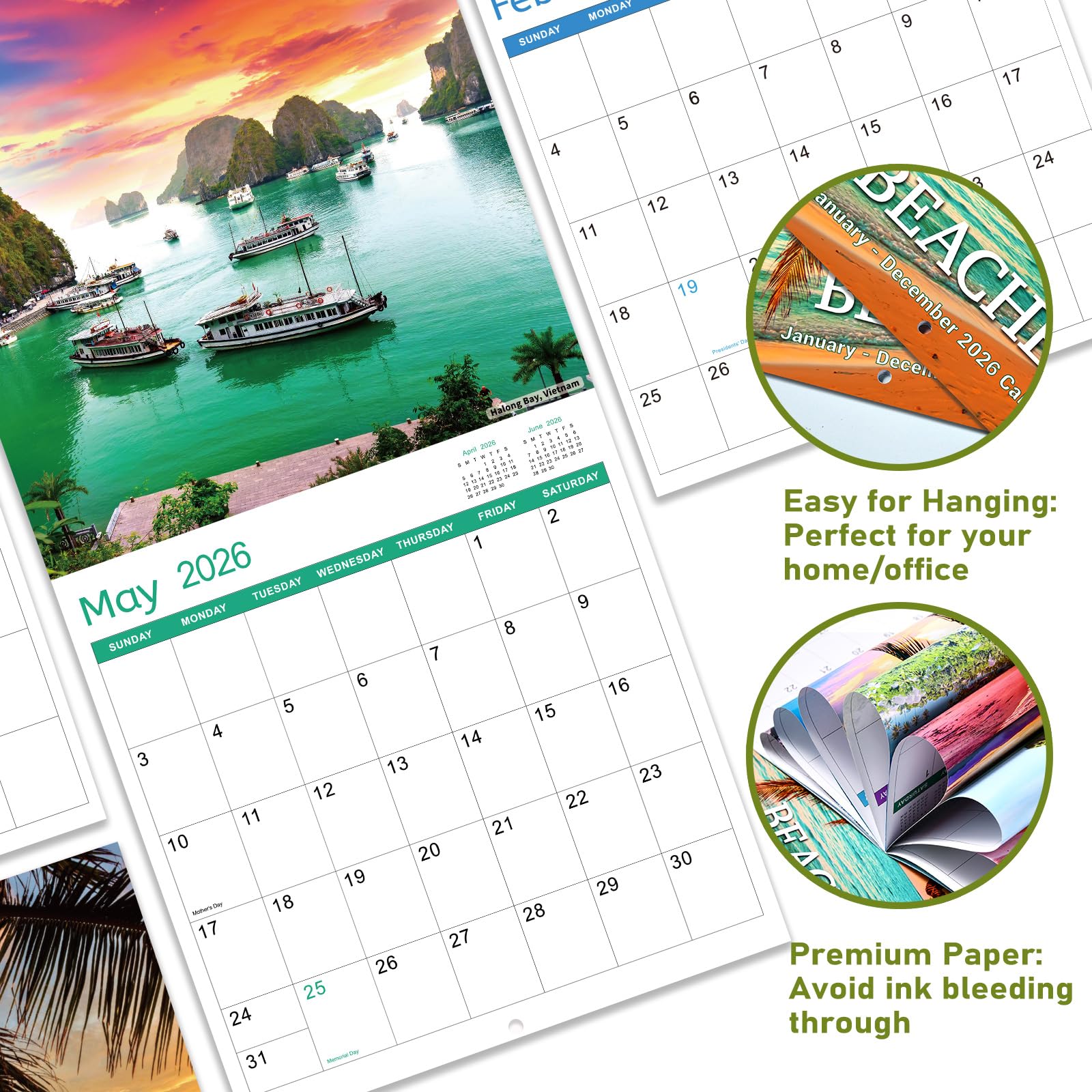 2026 Wall Calendar With Art Paintings – 12-Month Large Monthly Calendar, 12x24 Inches Open