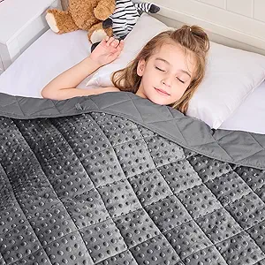 Grey Weighted Blanket Kids 10lbs, 40"x60", Breathable Cooling Minky Heavy Throw Blanket for 80-120lbs, Soft Winter Thick Big Blankets Weighted Comforter Gift for Sleeping