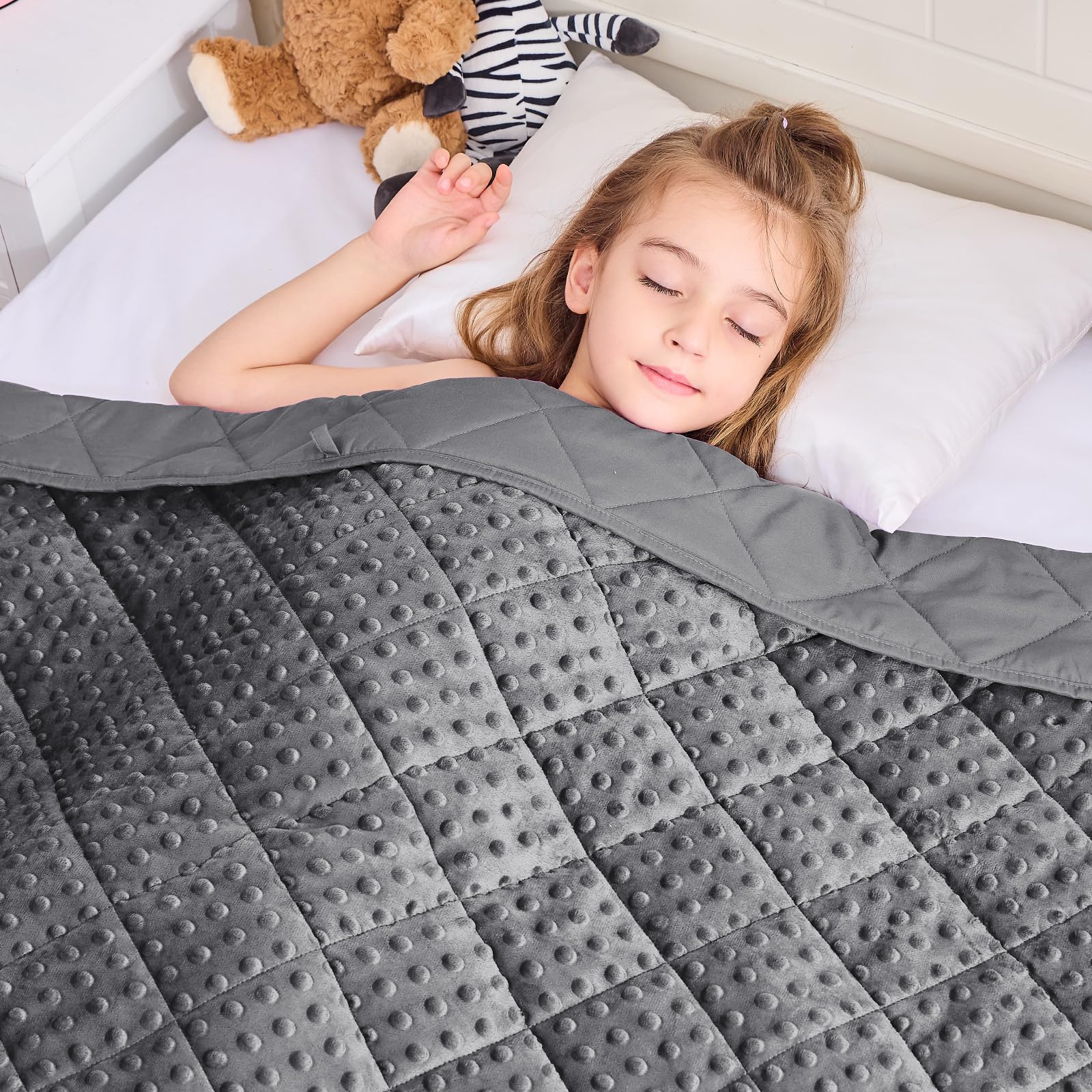 Grey Weighted Blanket 10lbs, 40"x60", Breathable Cooling Minky Heavy Throw Blanket for 80-120lbs, Soft Winter Thick Big Blankets Weighted Comforter Gift