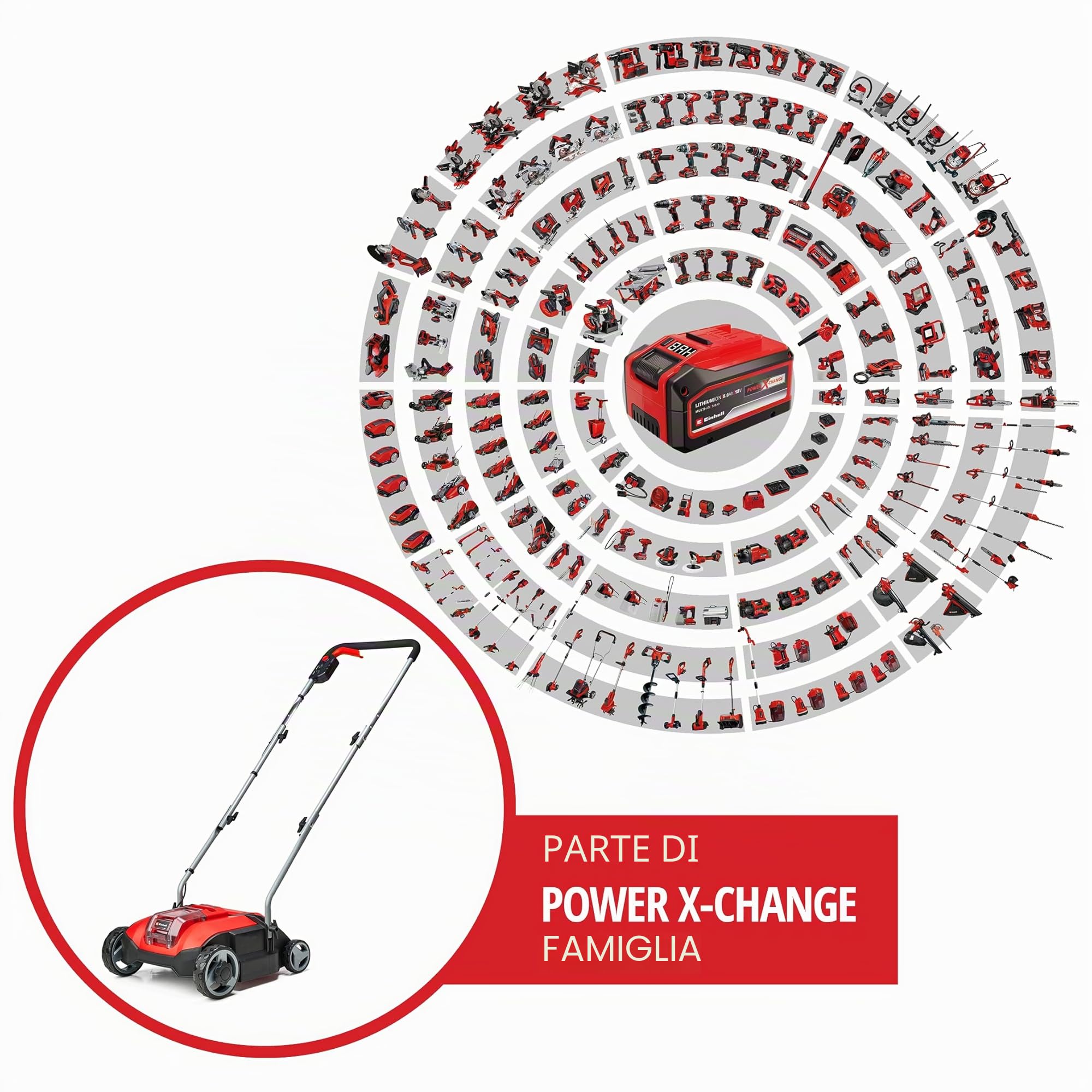 Einhell Power X-Change GC-SC 18/28 Li Solo Scarificatore senza fili 18 V motore senza spazzole larghezza 28 cm