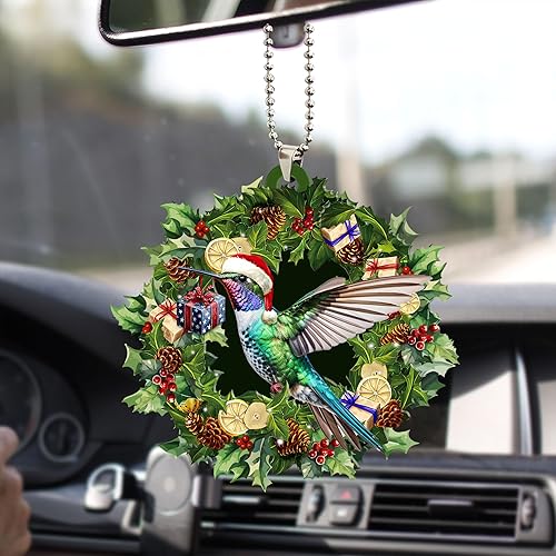 Miniatura 6 de Talataca When You Believe Beyond What Your Eyes See Girasol Colibrí 2D Espejo retrovisor plano para coche Accesorios de árbol de Navidad Decoración