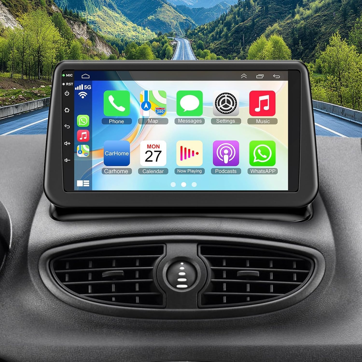 Radio samochodowe 4 64 GB do R-enault Clio 2005-2012 z Carplay i Android Auto, 9-calowy Android 15 Stereo Clio z Bluetooth 5.2, WiFi, GPS, SWC, EQ, FM, kamera i mikrofon, K6 PRO