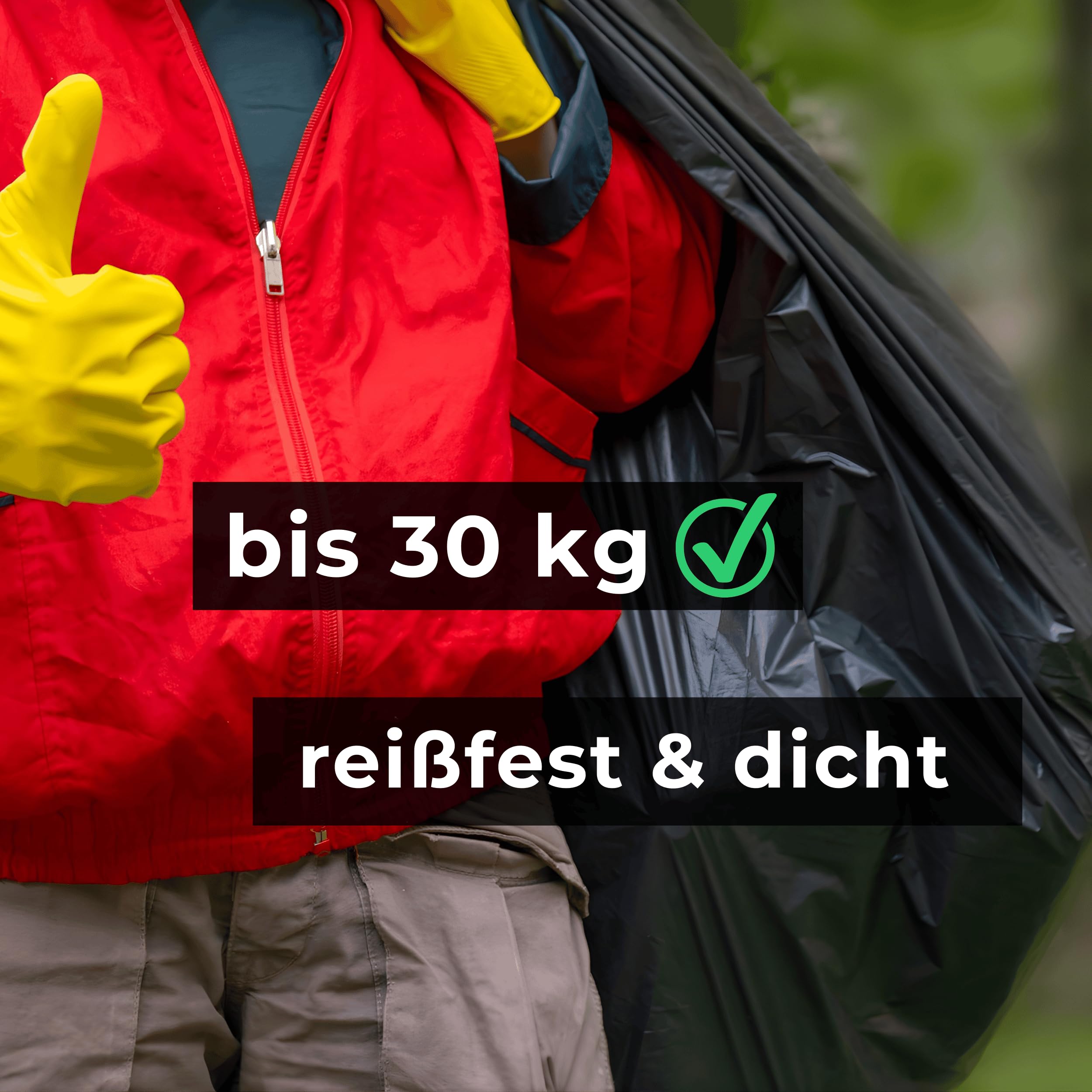 Müllsäcke 240L EXTRA STARK - 70µm – 100 Säcke – 100% Recycelt – 100x125 cm – 10 bis 400 Säcke wählbar – Müllbeutel 240L - ULTRA STARK - Rollengewicht 1,4 kg – Schwerlast XXL Mülltüten (100)