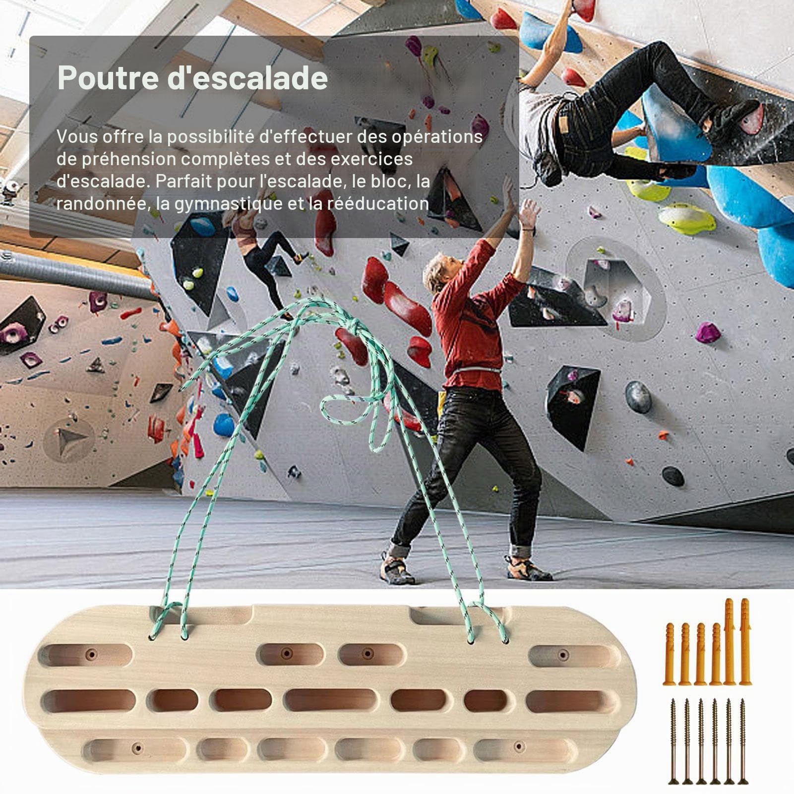 Planche d'escalade - Planche d'escalade en Bois | Planche D’EntraîNement De Escalade | Planche D'entraînement | pour Entraînement des Doigts Et De La Poignée | Planche À Suspendre en Bois