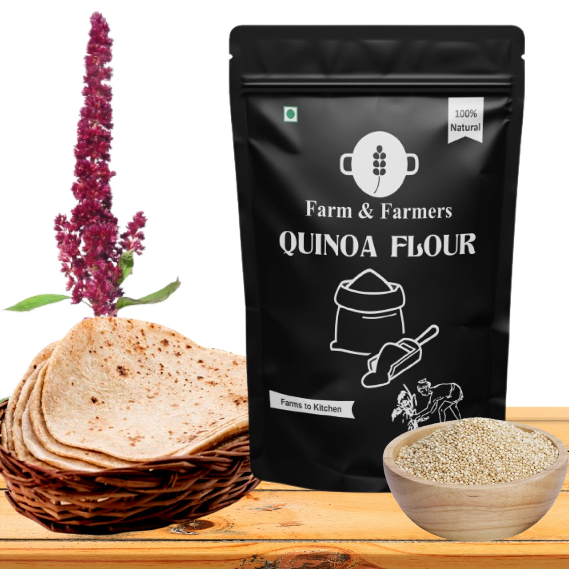 Farm & Farmers Natural Quinoa Flour, Vegan and Organic White Quinoa Atta with No Preservatives 900grams (B091TDHNLD) Amazon Price History, Amazon Price Tracker