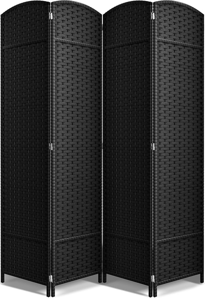 Sorbus 4 Panel Room Divider 6 ft. Tall - Privacy Screen, Extra Wide Double Hinged Panels, Mesh Hand-Woven Design, Partition Room Dividers and Folding Privacy Screens, Wall Divider for Room Separation
