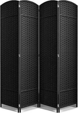 Sorbus 4 Panel Room Divider 6 ft. Tall - Privacy Screen, Extra Wide Double Hinged Panels, Mesh Hand-Woven Design, Partition Room Dividers and Folding Privacy Screens, Wall Divider for Room Separation