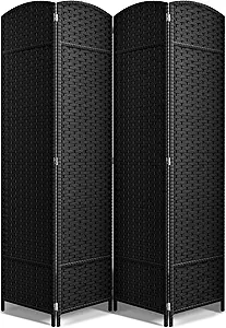 Sorbus 4 Panel Room Divider 6 ft. Tall - Privacy Screen, Extra Wide Double Hinged Panels, Mesh Hand-Woven Design, Partition Room Dividers and Folding Privacy Screens, Wall Divider for Room Separation