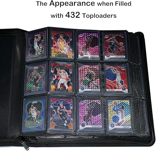 Miniatura 8 de Rayvol Carpeta de 12 bolsillos con capacidad para 432 cargadores superiores de 12 bolsillos para almacenamiento de tarjetas, 400 bolsillos de doble