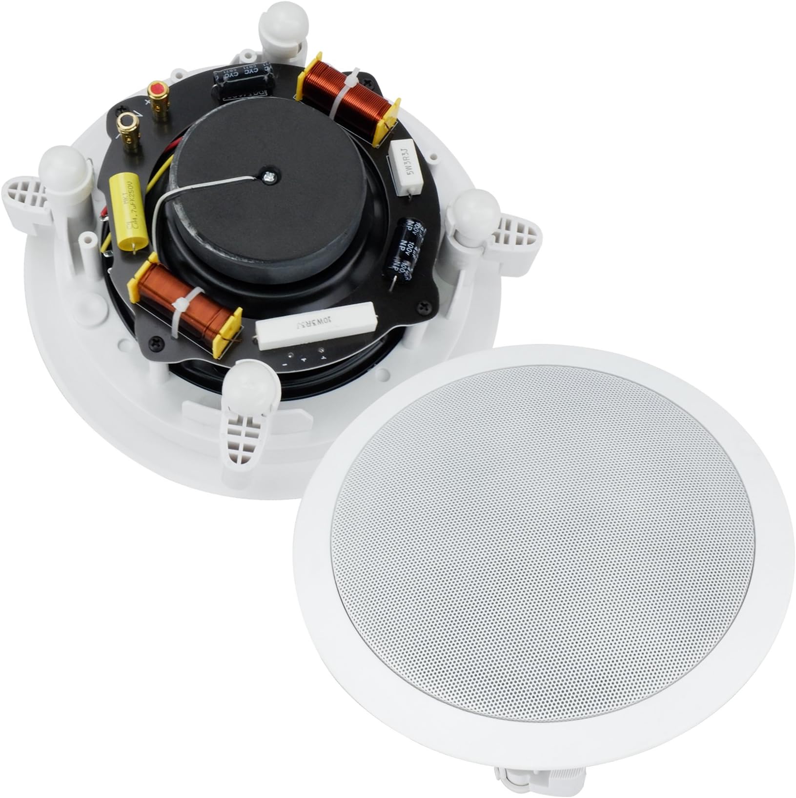 Dual 6-Inch In-wall/In-Ceiling 2-Way Stereo Sound Speaker With 1" Silk Dome Tweeter And Crossover Network(Sold as Pair)