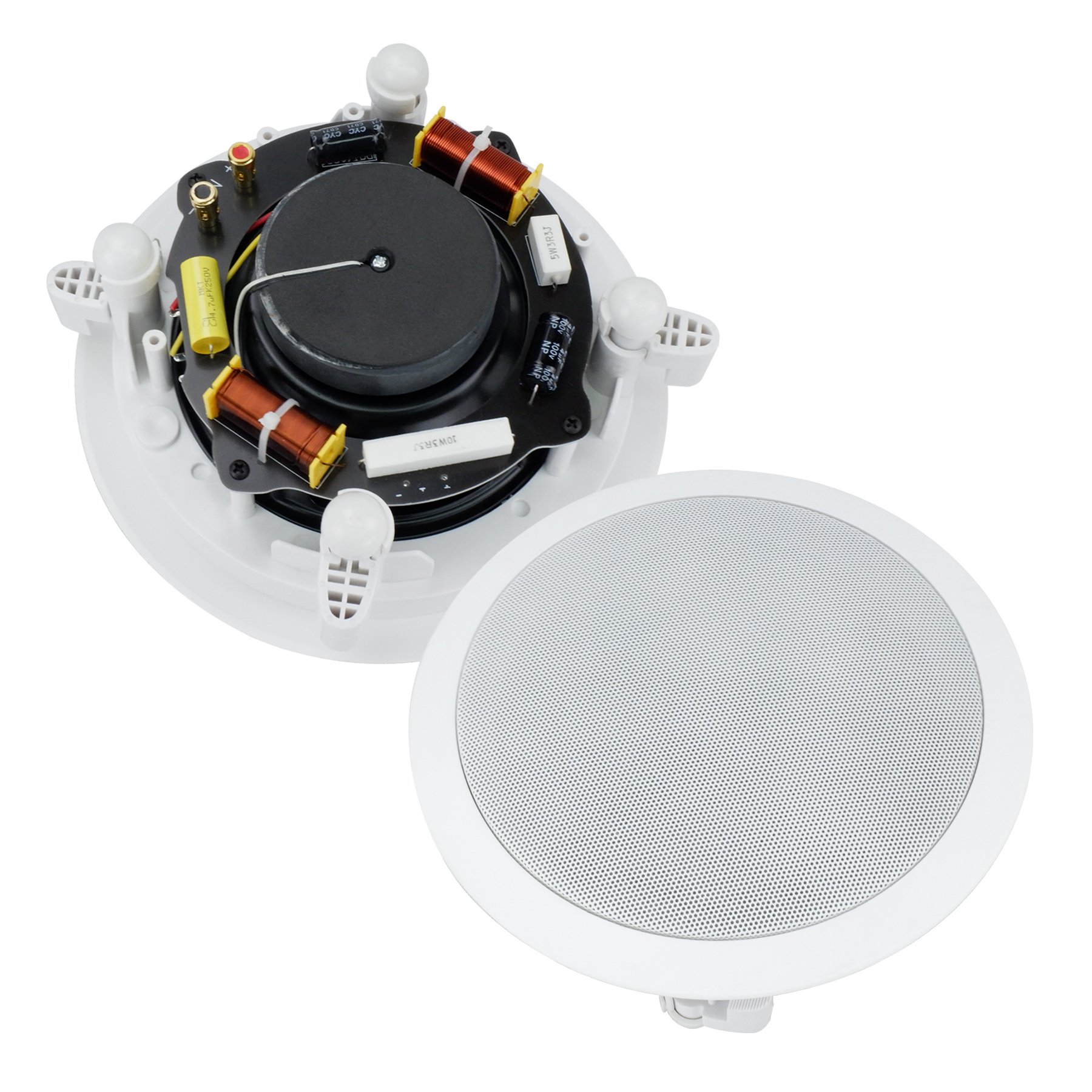 Dual 6-Inch In-wall/In-Ceiling 2-Way Stereo Sound Speaker With 1" Silk Dome Tweeter And Crossover Network(Sold as Pair)