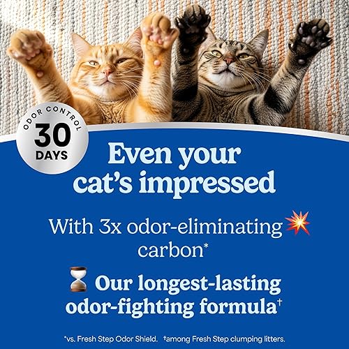 Miniatura 3 de Fresh Step Arena aglutinante para gatos, avanzada y resistente, control de olores de 30 días de larga duración con carbono que elimina olores, 17.5