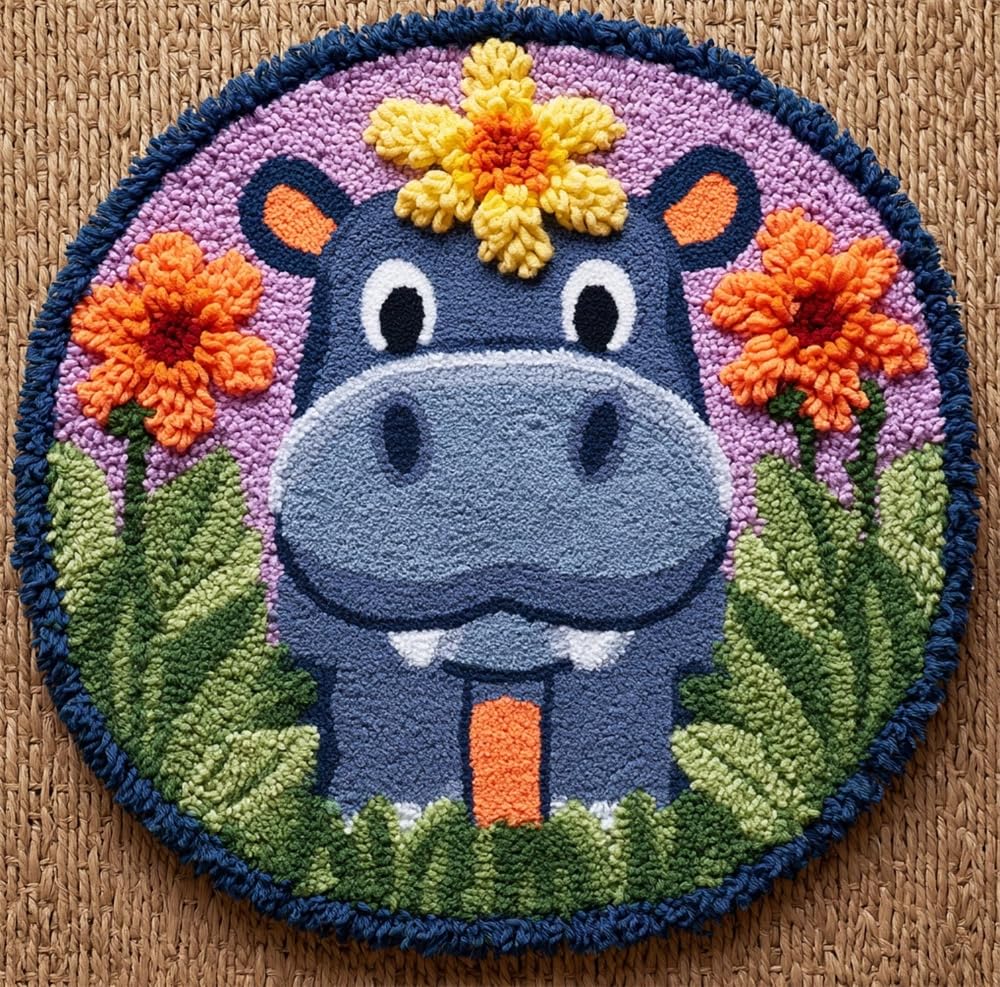 kitphoenix DIY Cushion Carpet Floor Mat Rug Hippopotamu