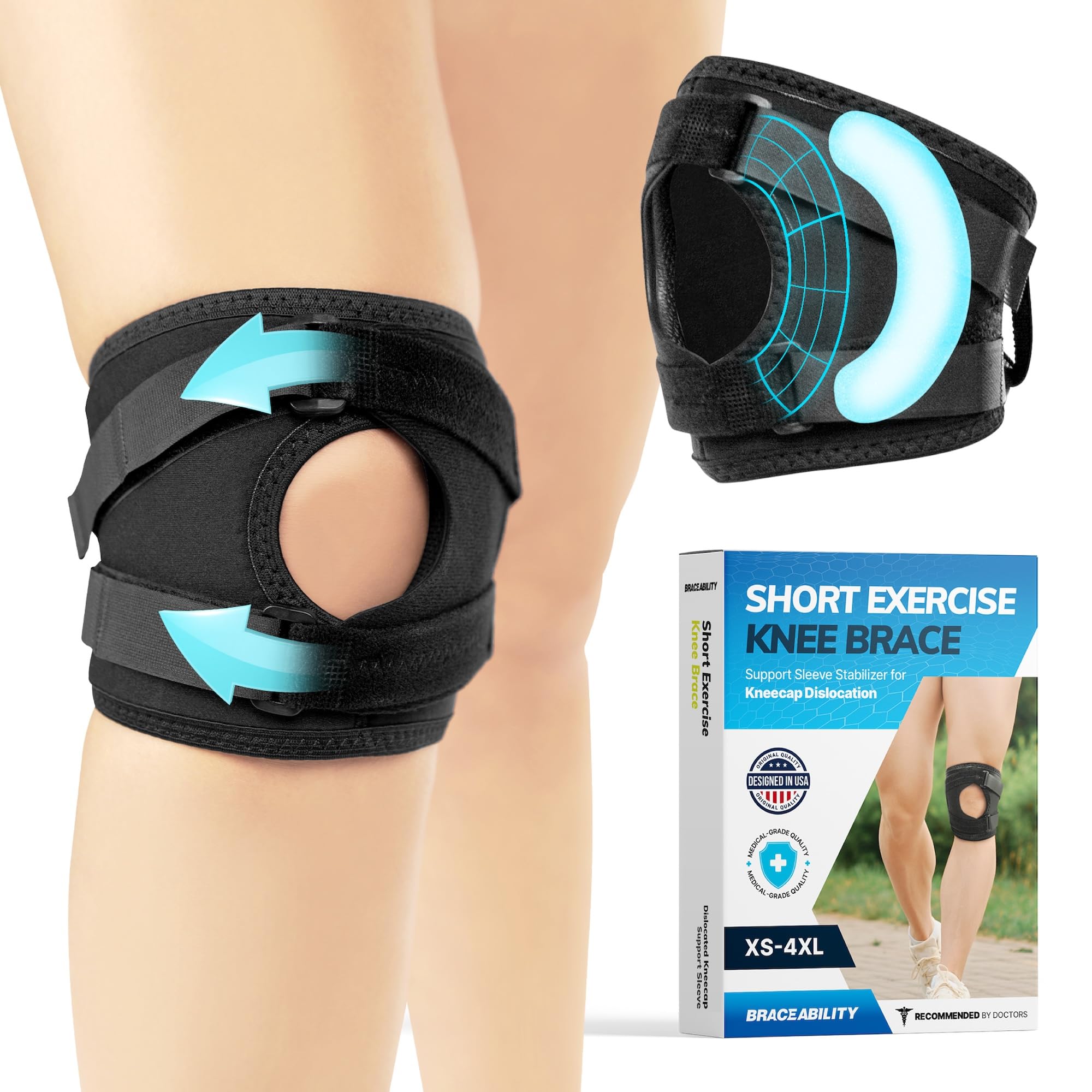 BraceAbility Patella Tracking Pain Knee Brace - Extra-Large Running, Exercise, Athletic Support Sleeve Stabilizer for Kneecap Dislocation, Tendonitis, Patellofemoral Pain, MCL/LCL Injuries (XL)