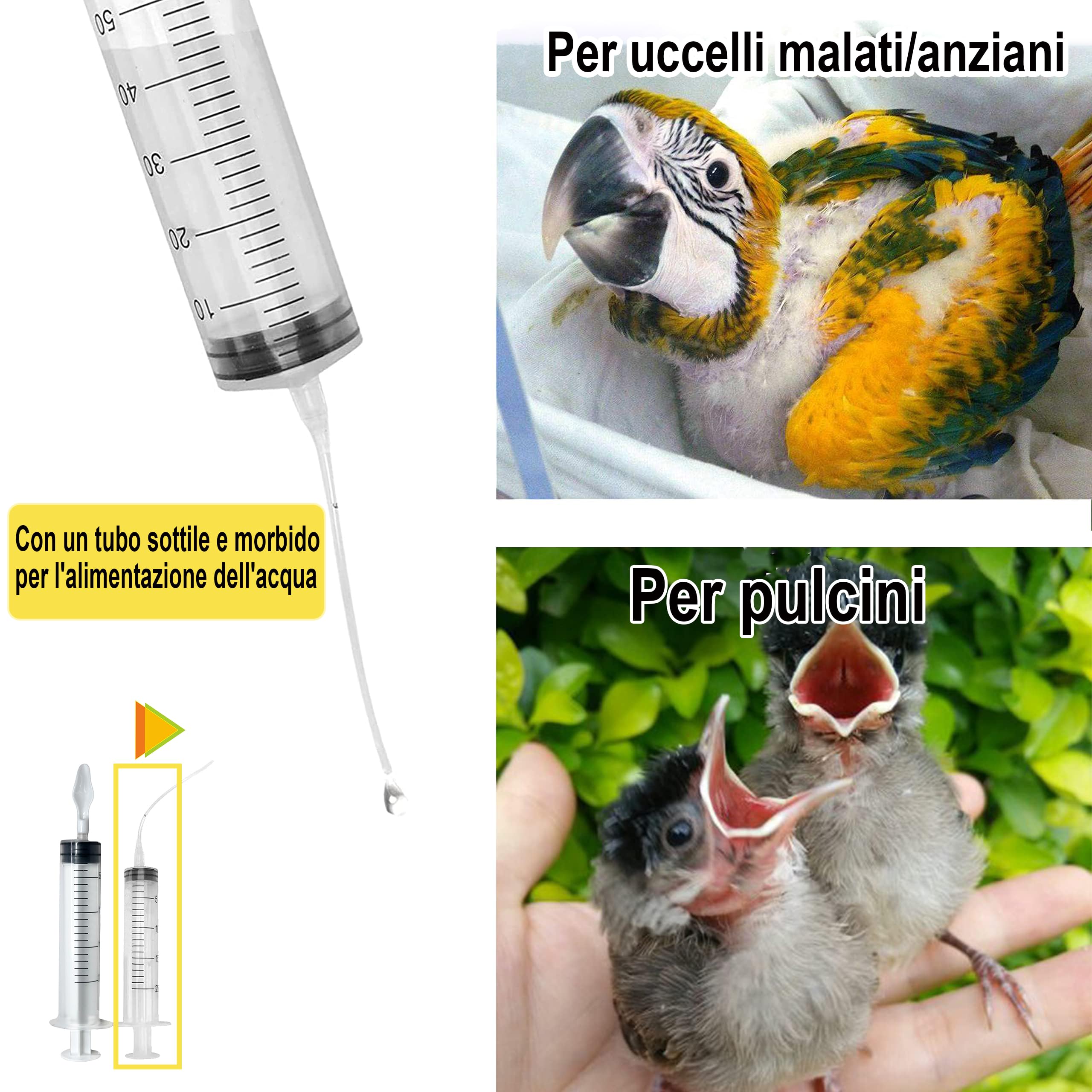 Siringa Alimentatore Manuale per Uccelli e Pappagalli con Bocca a Cucchiaino per Cibo Liquido Riutilizzabile