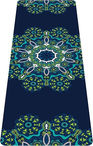 Miniatura 11 de nuveti Esterilla de yoga de viaje impresa - Esterilla de ejercicios y entrenamiento de 1/16 de pulgada de grosor, antideslizante, con bolsa de