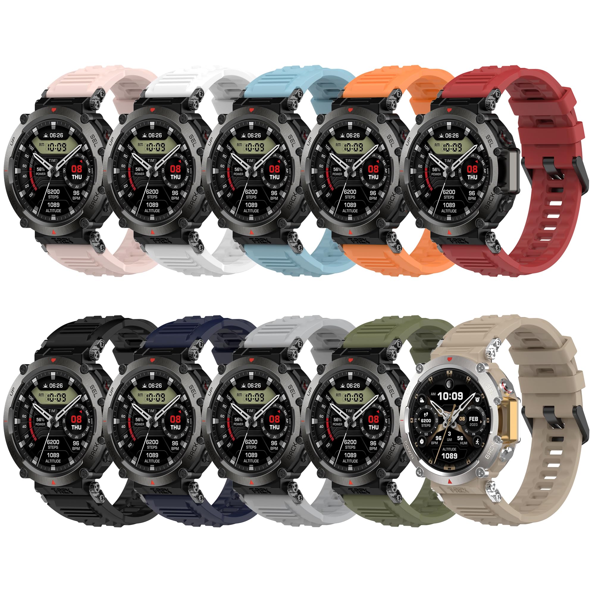 Bracelet de rechange en silicone souple pour Amazfit T-Rex Ultra Smartwatch Amazfit T-Rex Ultra (sans tracker, bracelets de rechange uniquement)