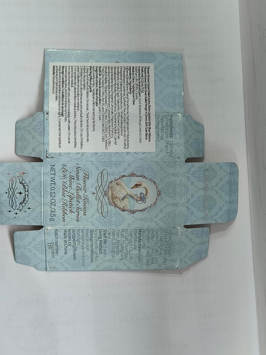 Flower Knows Swan Ballet Shine Lipstick,Hydrating Solid Lip Gloss,Moisturizing Pink Tinted Lip Balm-Long Lasting Lip Gloss in Balm for Girls&Women(B06 Blue Ribbon) - Image 8