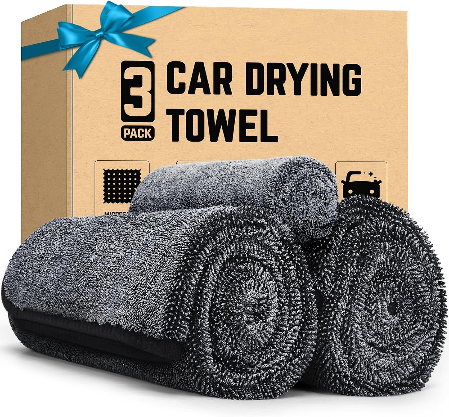 2-Pack Microfiber Towels for Cars 36"x24", Extra Large Ultra Absorbent Car Wash Drying Towels Detailing Supplies for SUVs and Trucks, No Streaks, Spots or Scratches