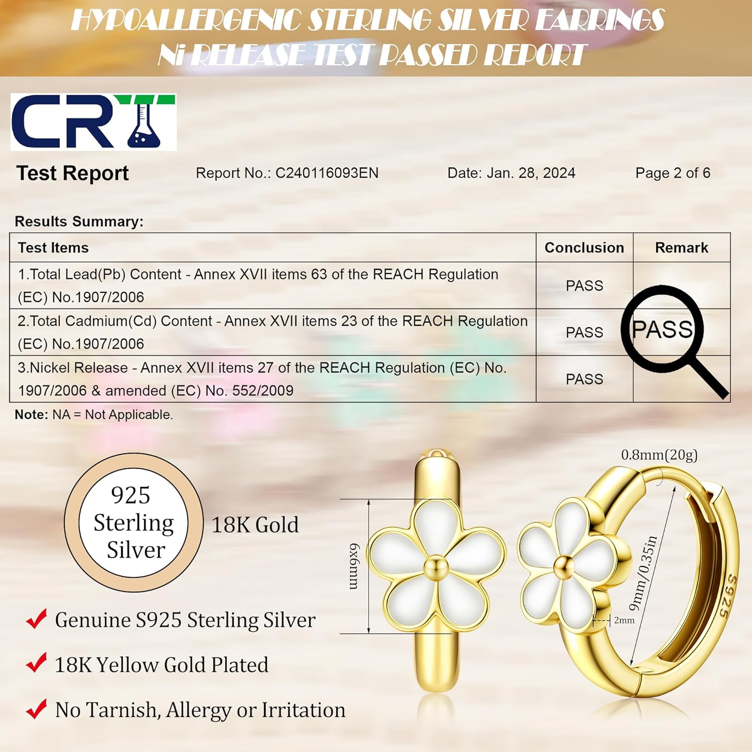 MILACOLATO Solid 925 Sterling Silver Flower Hoop Earrings Toddler 18K Gold Plated Small Huggie Hoop Earrings Hypoallergenic Daisy Hoop Earring for Women Valentines Mother's Day Birthday Jewelry Gifts - Image 5