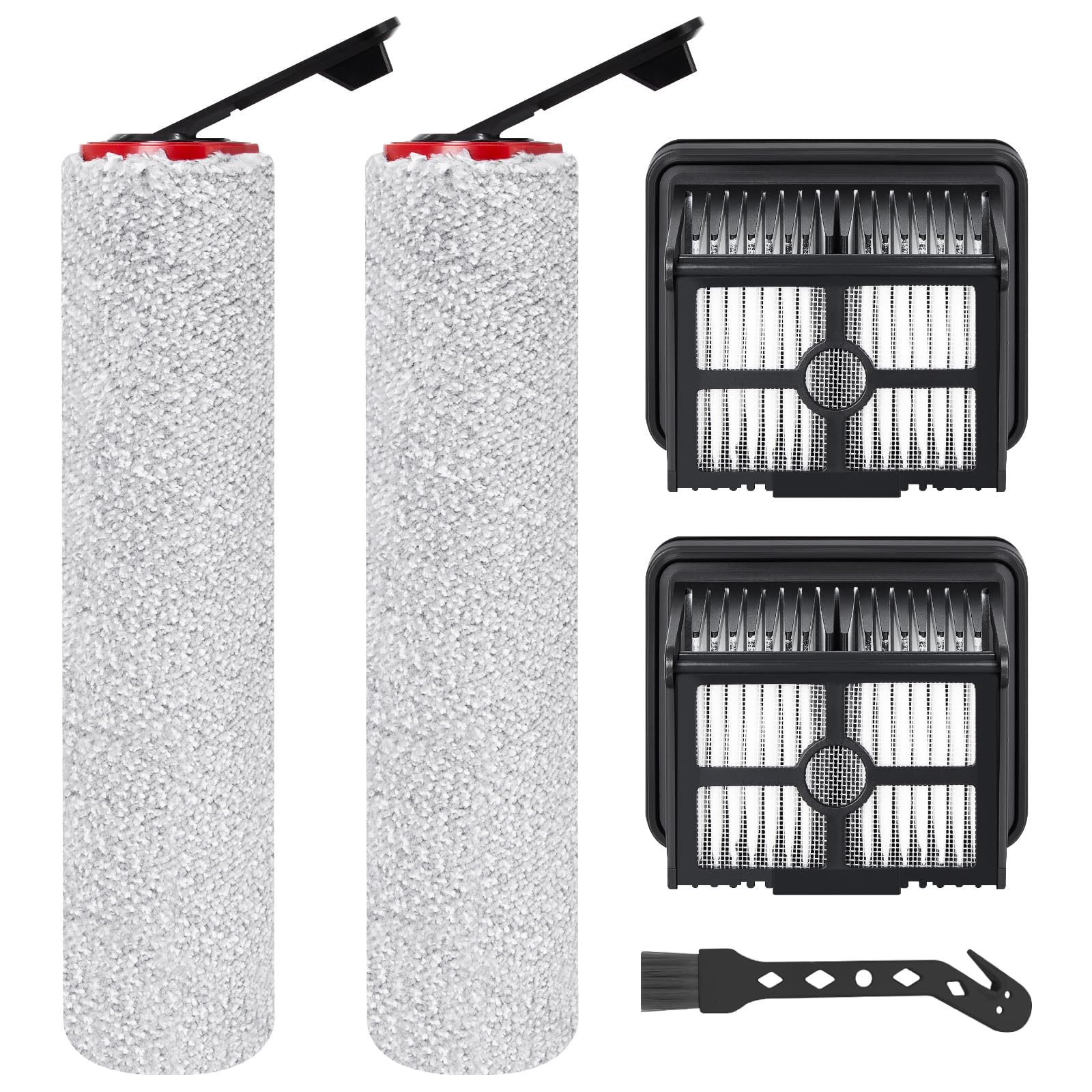 Spazzole a Rullo e Filtro HEPA Ricambi per DREAME H15 Pro/H15 Mix/H15 Pro FoamWash/H15S/H12 Pro FlexReach Aspirapolvere Lavapavimenti (2 Spazzole a Rullo + 2 Filtri HEPA + 1 Spazzola di Pulizia)