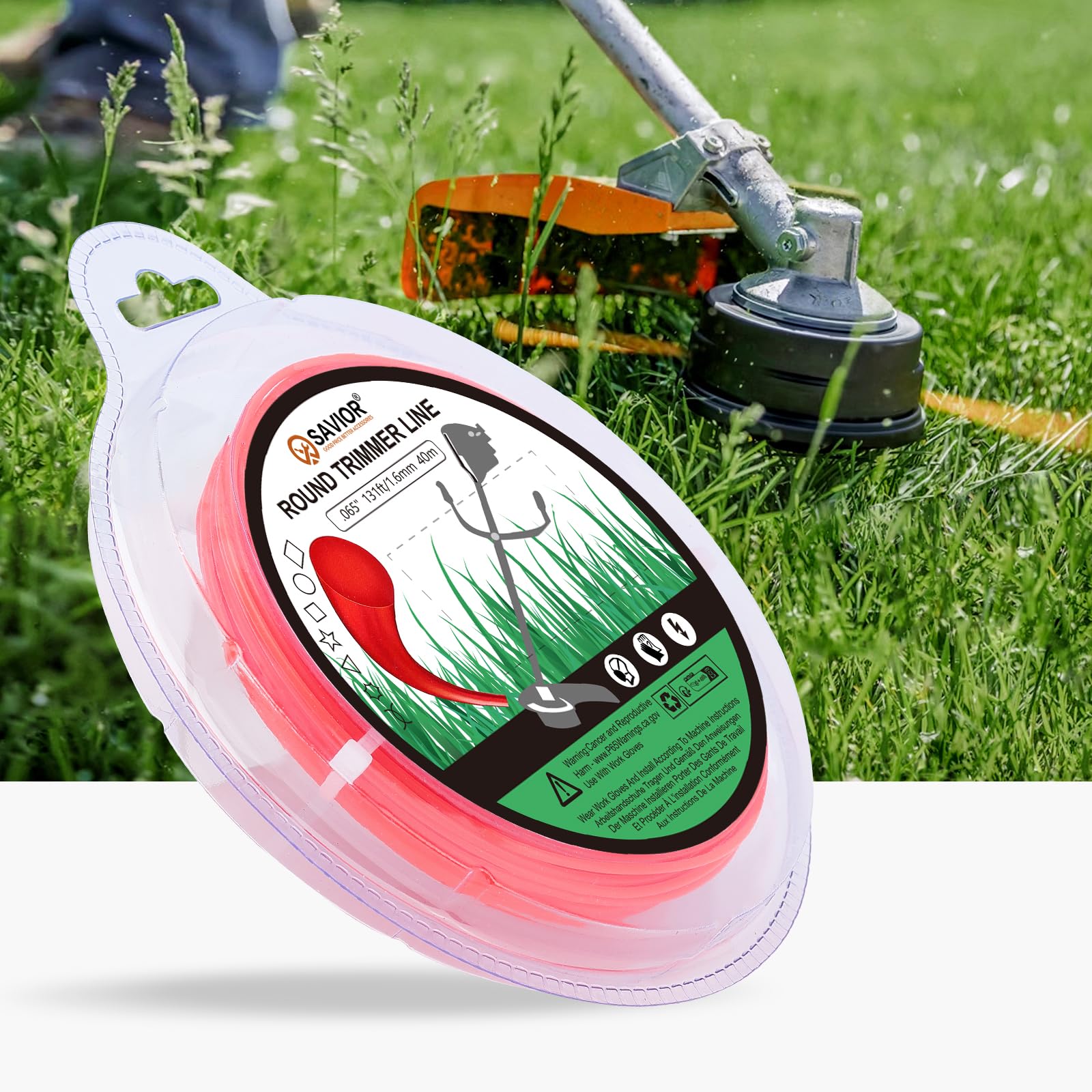Savior 40M 1.6mm Strimmer Wire Universal String Trimmer Line Nylon Strimmer Cord 1.2mm 1.6mm 2mm 2.4mm 3.0mm Grass Strimming Cable for Garden Weeds Flower Beds (1.6mm x 40m Round) — view 6