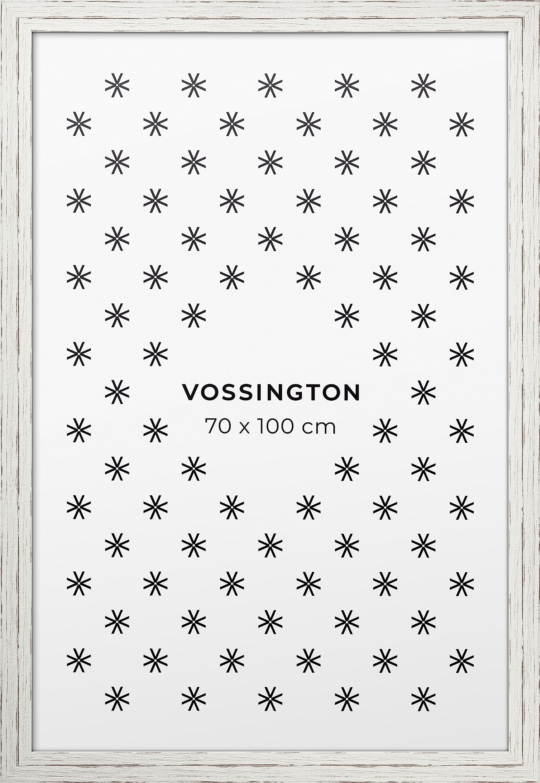 Vossington Marco de fotos rústico blanco 70x100 cm - Acabado con imitación de vetas de madera - Vintage - Boho - Para Cuadros - Pared - Para 1 foto o póster de tamaño 70 x 100 cm (100x70 cm)