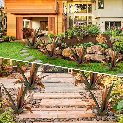 Miniatura 5 de Planta de agave de metal para bricolaje, escultura de tequila, escultura de tequila rústica para jardín, decoración al aire libre, plantas metálicas