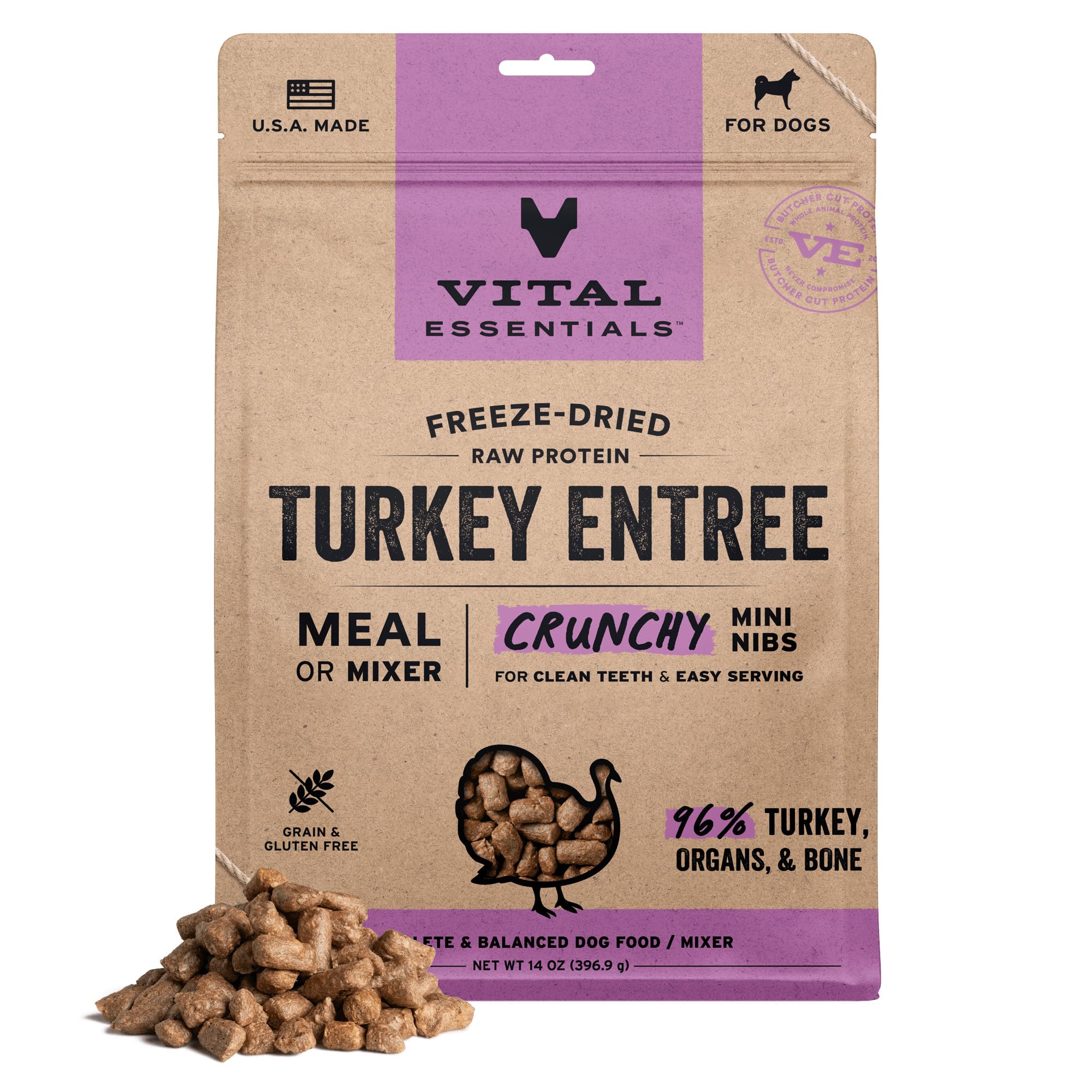 Vital Essentials Freeze Dried Raw Turkey Crunchy Mini Nibs