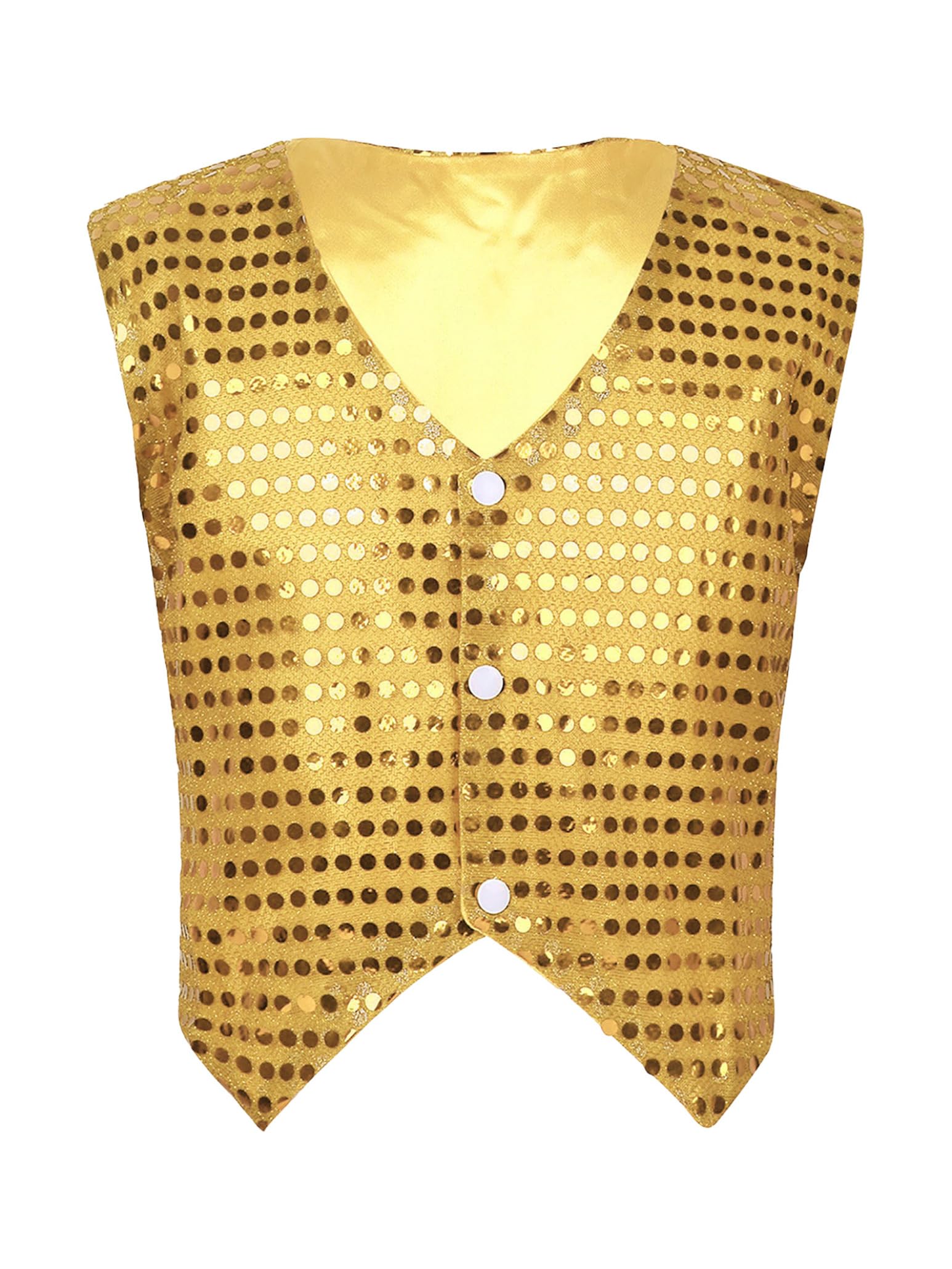 Huimingda Kids Boys Shiny Sequined Vest Jacket Hip-hop Jazz Dance Stage Performance Waistcoat Tops Fancy Costumes