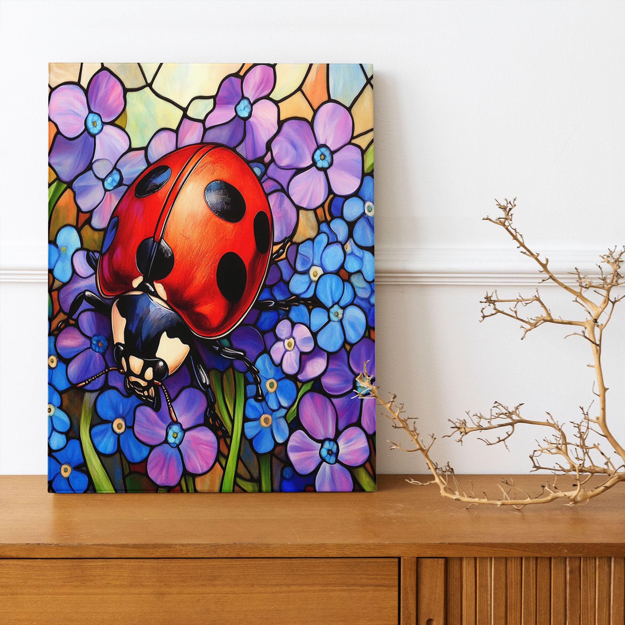Amazon.com: Stained Glass Ladybug Canvas Prints Wall Art 8 * 12 x1