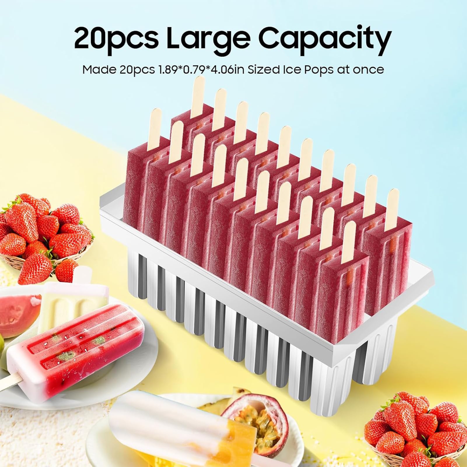 Moldes para Paletas de Acero Inoxidable de 20 Cavidades