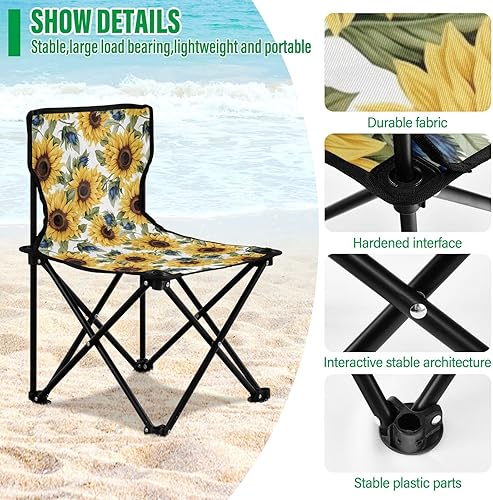 Miniatura 5 de Sillas de camping florales de girasol plegables al aire libre para adultos silla de camping portátil silla de césped ligera 202a4531