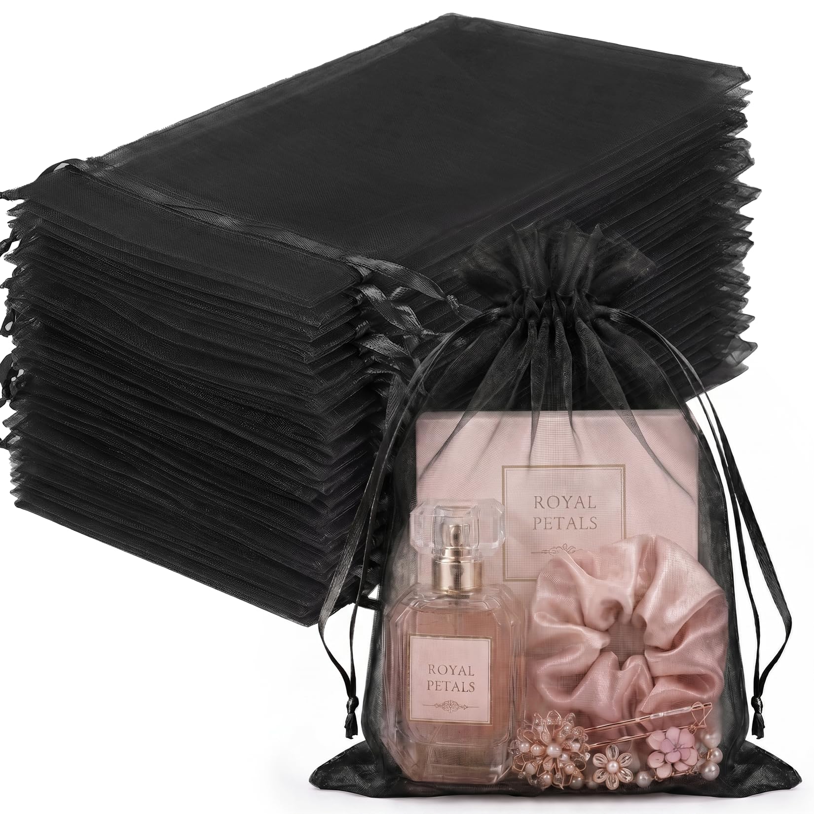 White Organza Bags - 100 Pcs Gift Bags -26