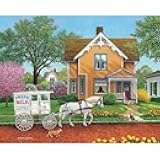 Bits and Pieces – 300 Piece Jigsaw Puzzle for Adults – The Next Stop - Classic Milkman Delivery Jigsaw Puzzle by Artist John Sloane, Completed Puzzle Size: 18