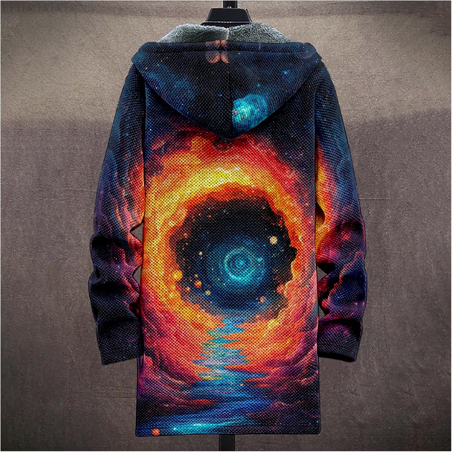 domirica Winter Coats For Men Galaxy 3D Print Long Sleeve Zipper Big And Tall Cardigan Fleece Warm Novelty Fashion Jacket - Image 5