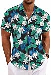 COOFANDY Men's Linen Shirts Short Sleeve Casual Shirts Button Down Shirt for Men Beach Summer Wedding Shirt