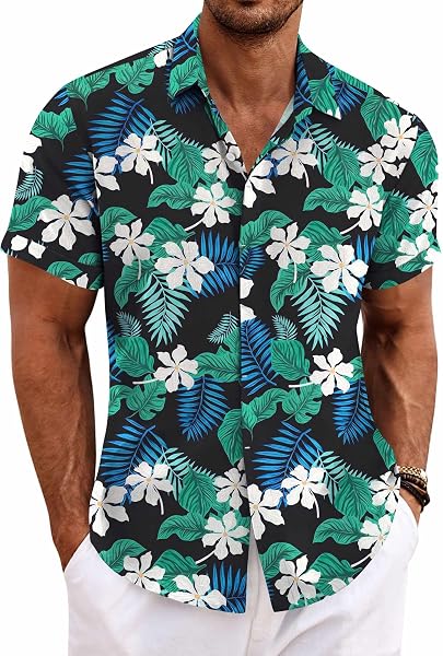 COOFANDY Men's Linen Shirts Short Sleeve Casual Shirts Button Down Shirt for…