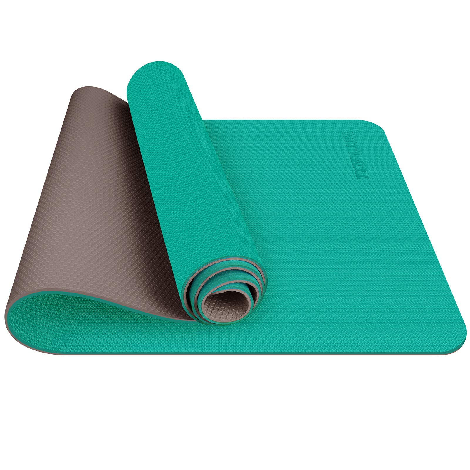 Gymnastikmatte, Yogamatte，TOPLUS Yogamatte Gepolstert & Rutschfest für Fitness Pilates & Gymnastik mit Tragegurt - Maße 183cm Länge 61cm Breite- Grün & Brauen