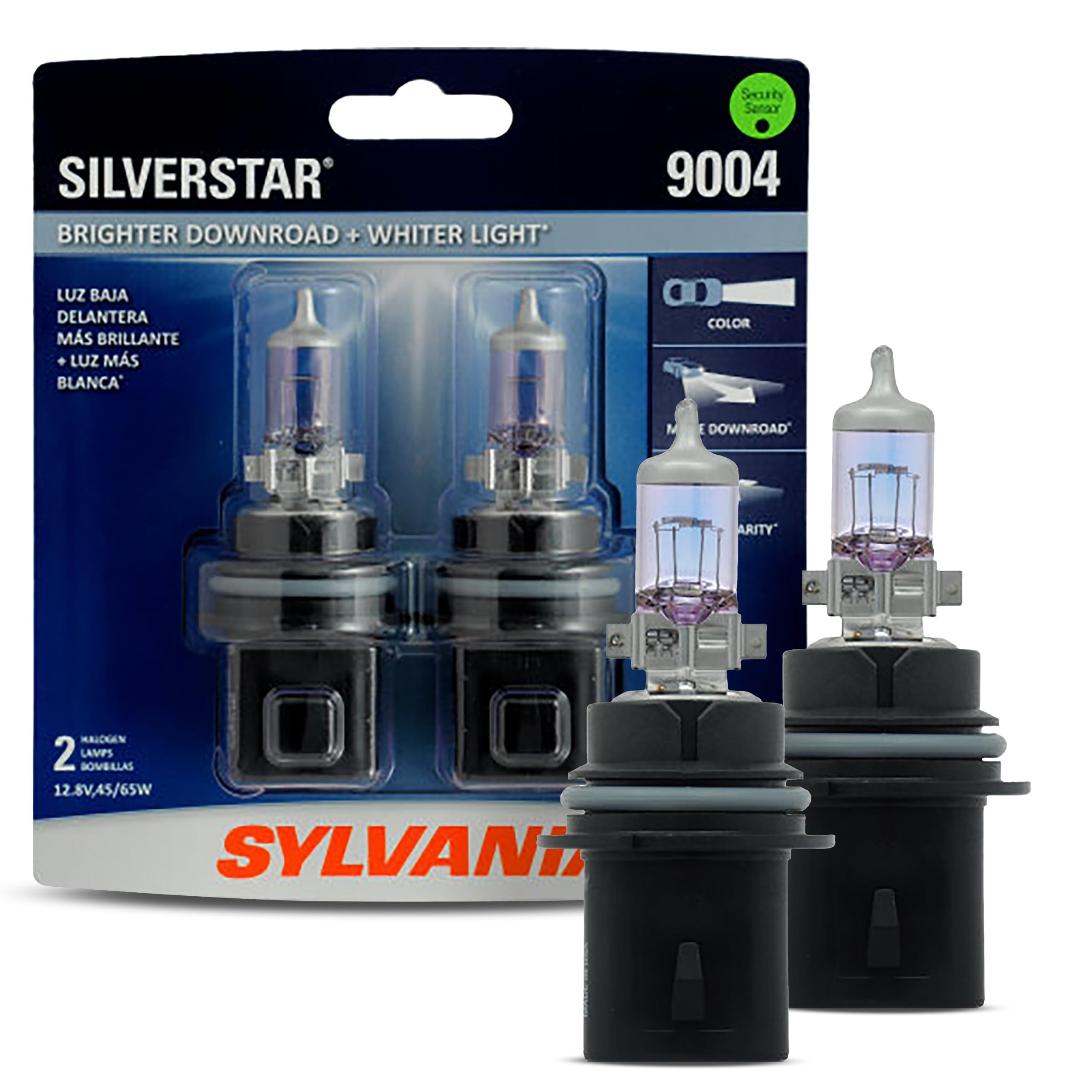 SYLVANIA - 9004 SilverStar - High Performance Halogen Headlight Bulb, High Beam, Low Beam and Fog Replacement Bulb, Brighter Downroad with Whiter