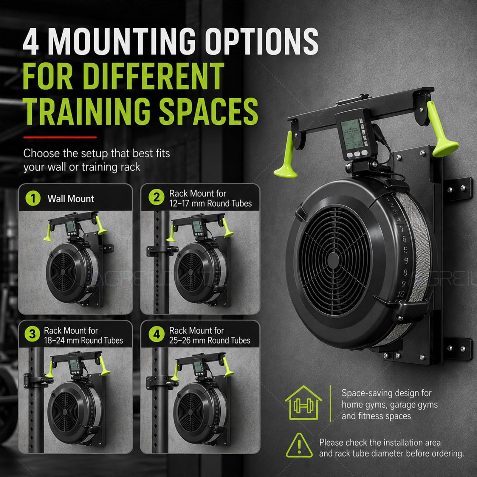Ski Trainingsgerät mit 10-Stufen Luftwiderstand und LCD-Display WallMount