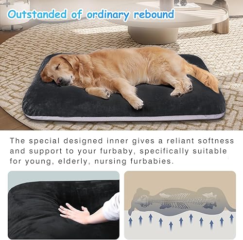 Miniatura 2 de Magic Dog Cama para perros extra grande súper suave, camas ortopédicas jumbo de espuma para mascotas con parte inferior antideslizante, colchón para