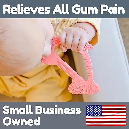 Miniatura 6 de Juguete de dentición para bebés, 8 texturas para aliviar el dolor, mordedores de silicona de delfín para bebés, fácil de sostener, masticar y