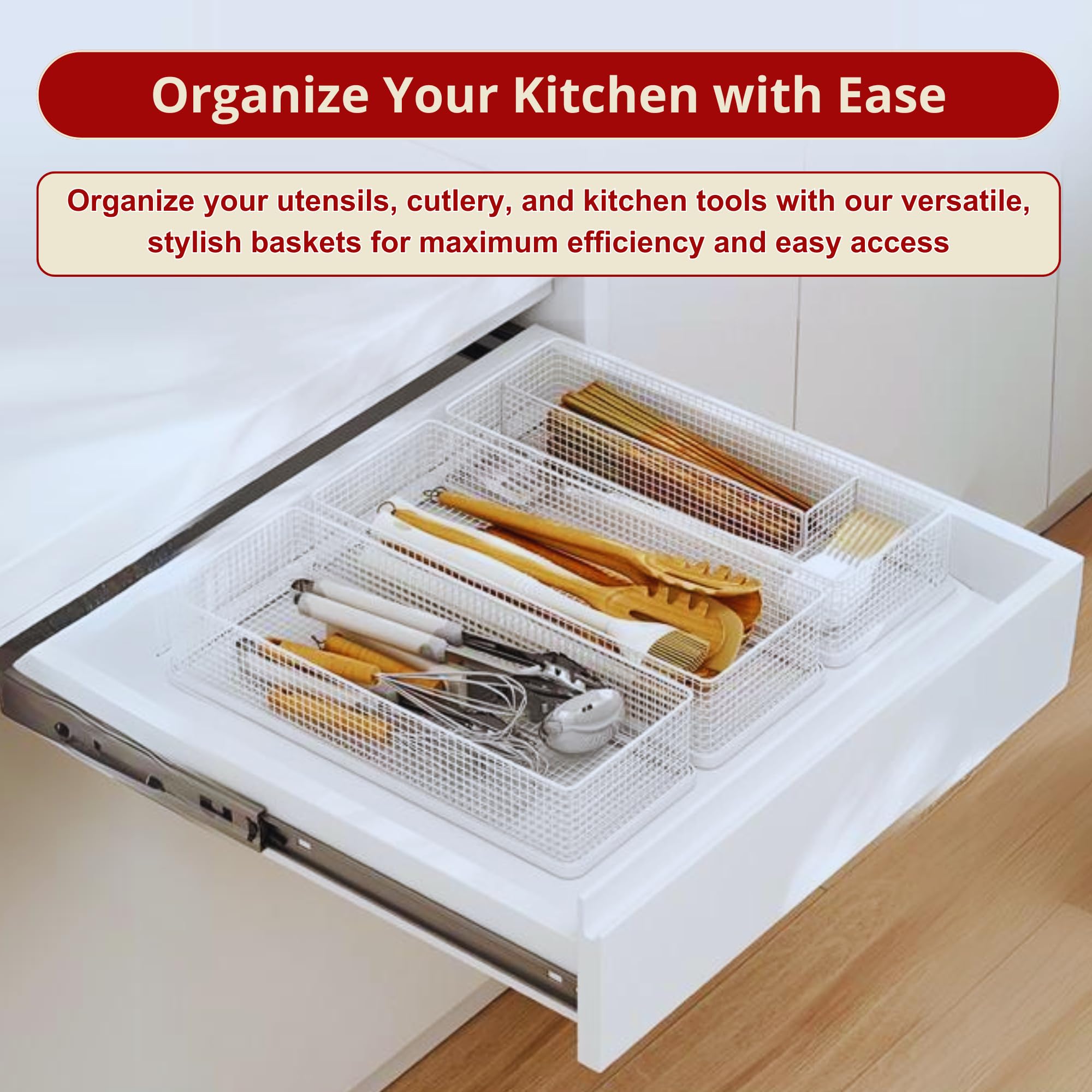 Cajón apilable para utensilios de cocina, almacenamiento para cubiertos grandes, versátil soporte para cubiertos para cajones de cocina eficientes y ordenados, solución que ahorra espacio